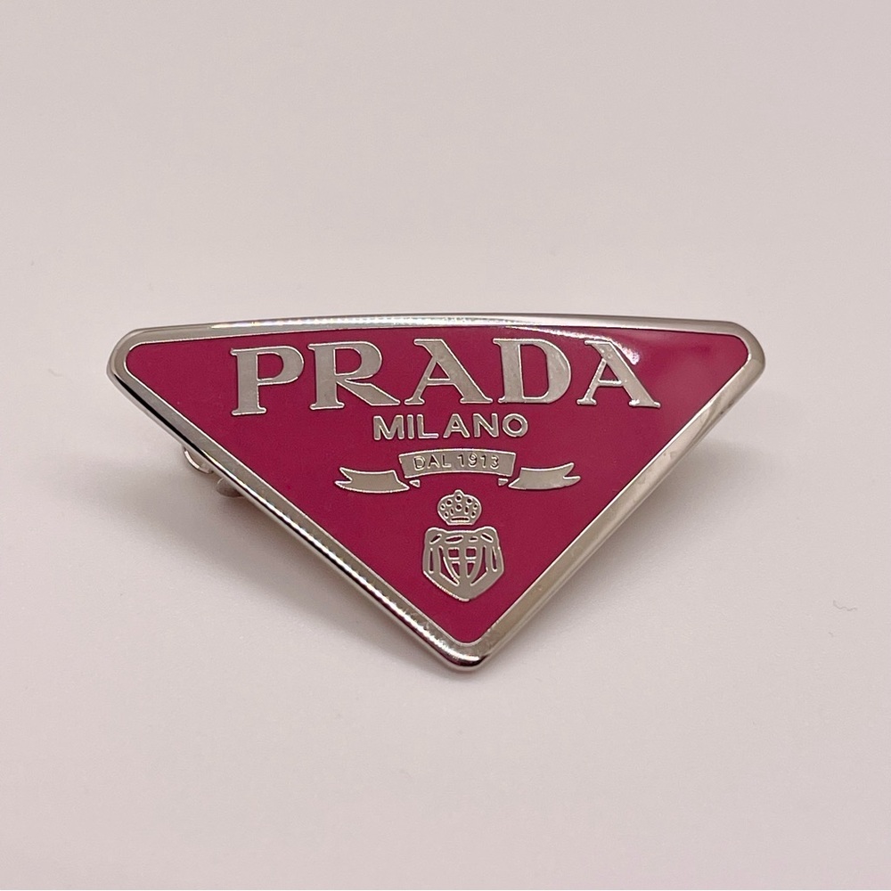 AUTHENTIC PRADA METAL HAIR CLIP - PINK